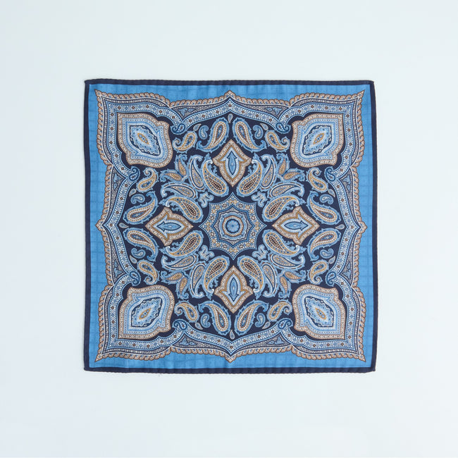 Pocket Square – Double Face Paisley Print & Squares Silk-100783163