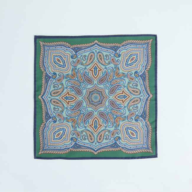 Pocket Square – Double Face Paisley Print & Squares Silk-100783163
