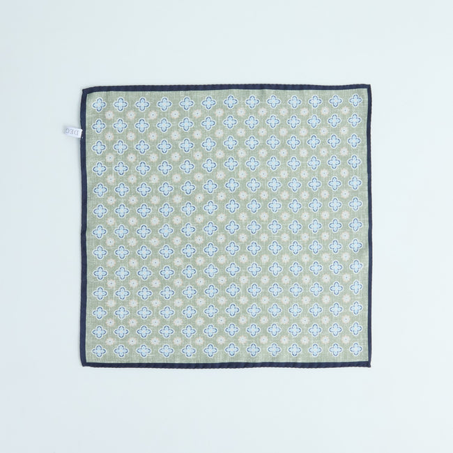 Pocket Square – Double Face Floral Print & Heathered Color Silk-100783168