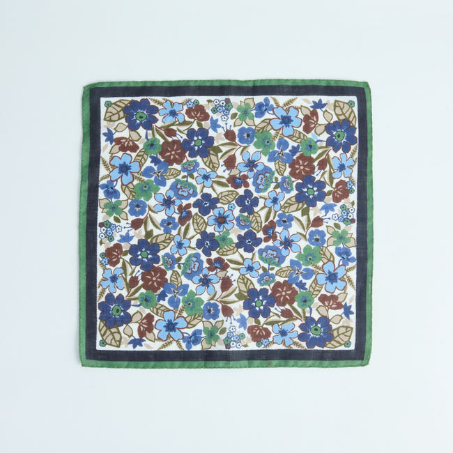 Pocket Square – Floral Print With Border Linen-100783169