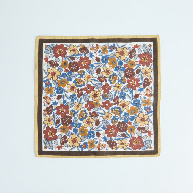 Pocket Square – Floral Print With Border Linen-100783169