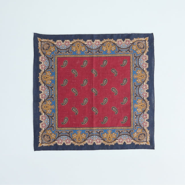 Pocket Square – Paisley Print With Border Linen-100783174