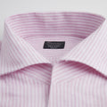 Shirt – Striped Linen Single Cuff, Button-Down Under, Open Collar