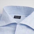 Shirt – Striped Linen Single Cuff, Button-Down Under, Open Collar