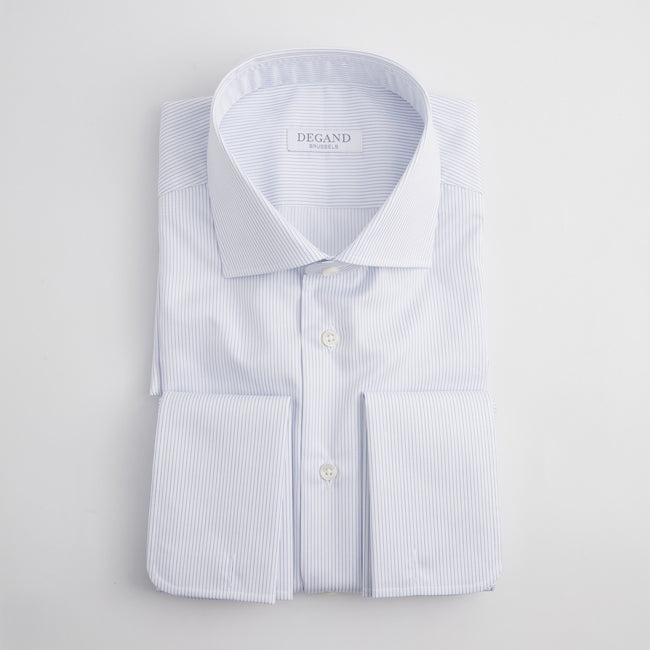 Shirt – Striped Cotton Double Cuff, Italian Collar