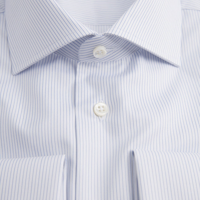 Shirt – Striped Cotton Double Cuff, Italian Collar