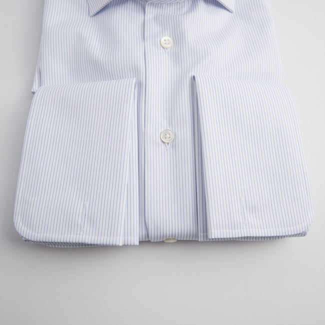 Shirt – Striped Cotton Double Cuff, Italian Collar