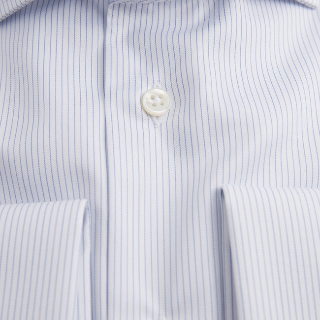Shirt – Striped Cotton Double Cuff, Italian Collar