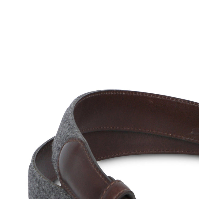 Belt - Bicolour Flannel & Leather Silver Buckle
