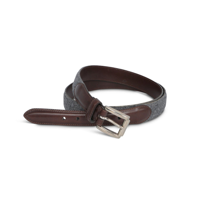 Belt - Bicolour Flannel & Leather Silver Buckle