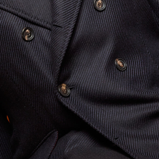Double-Breasted Coat - Twill Cashmere With Martingale