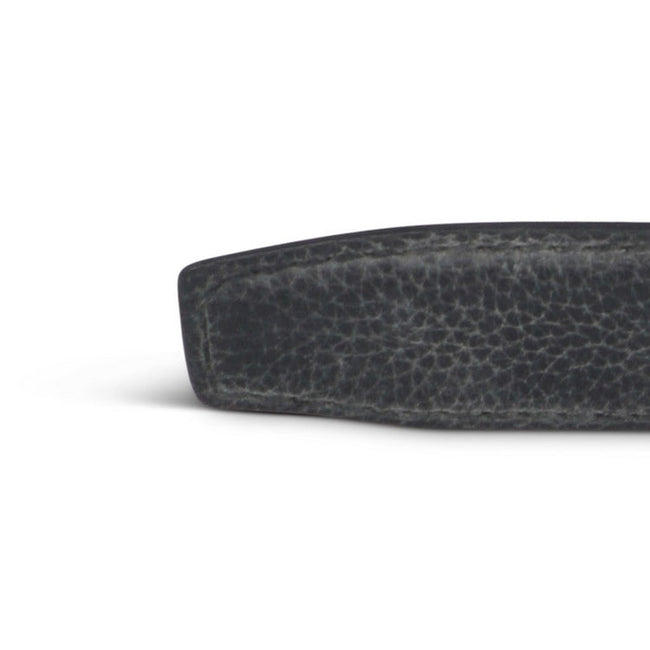 Belt - Grained Leather & Thin Silver Buckle