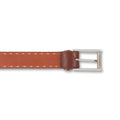 Belt - Grained Leather With Sewing Line & Silver Buckle