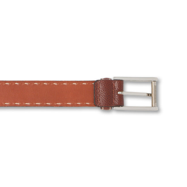 Belt - Grained Leather With Sewing Line & Silver Buckle