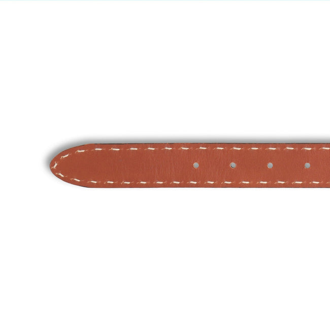 Belt - Grained Leather With Sewing Line & Silver Buckle