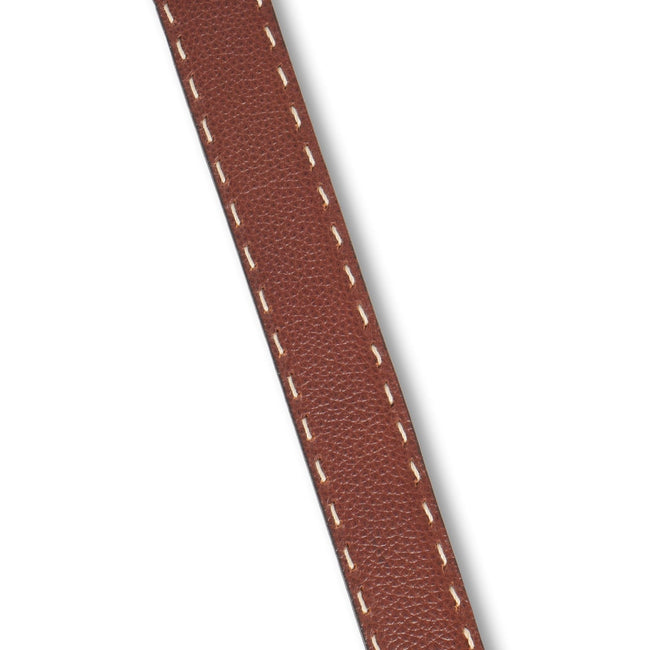 Belt - Grained Leather With Sewing Line & Silver Buckle