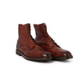 Boots - GALWAY Rosewood Leather & Ridgeway Rubber Soles Lace-Ups Eyelets + Hooks 