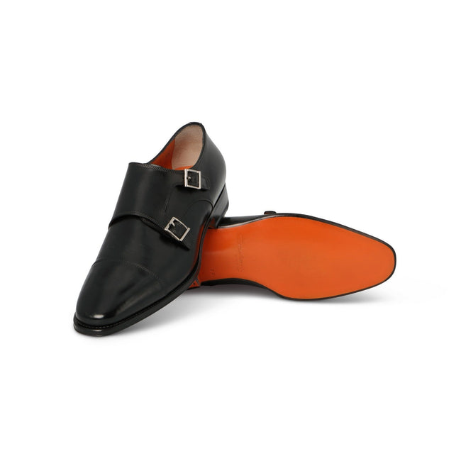 DUKE Double Monks in Black Leather
