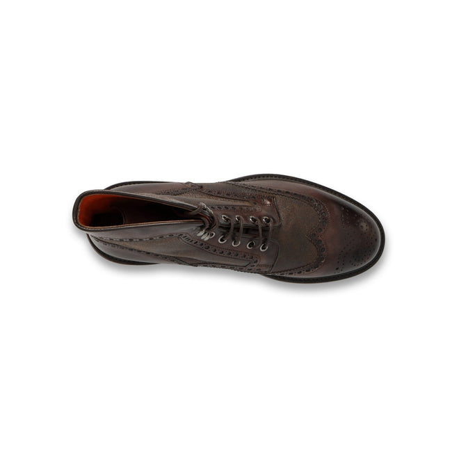 TRICKERS Laced Boots in Brown Leather - Rubber Sole