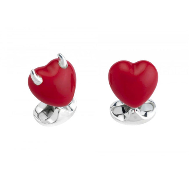 Cufflinks – Good & Bad Heart Sterling Silver & Enamel