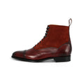 Boots - SHANNON Leather, Suede & Leather Soles Lace-Ups Eyelets + Hooks 
