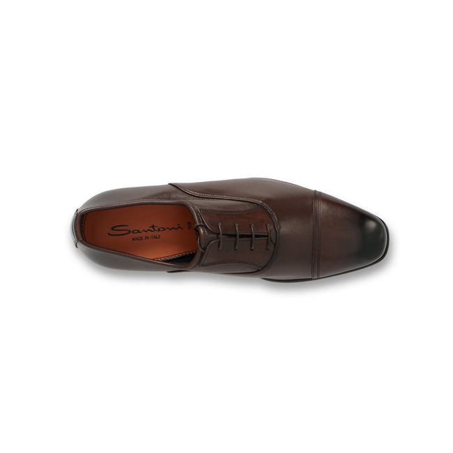 VIAGGIO Laced Derbies in Brown Strech Leather