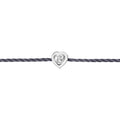 Bracelet Grey Thread Rhodium Silver & Heart Diamond - IDENTITY Collection