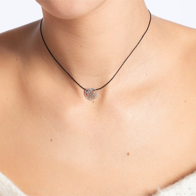 Thread Necklace - LA ROSE Rhodium Silver 