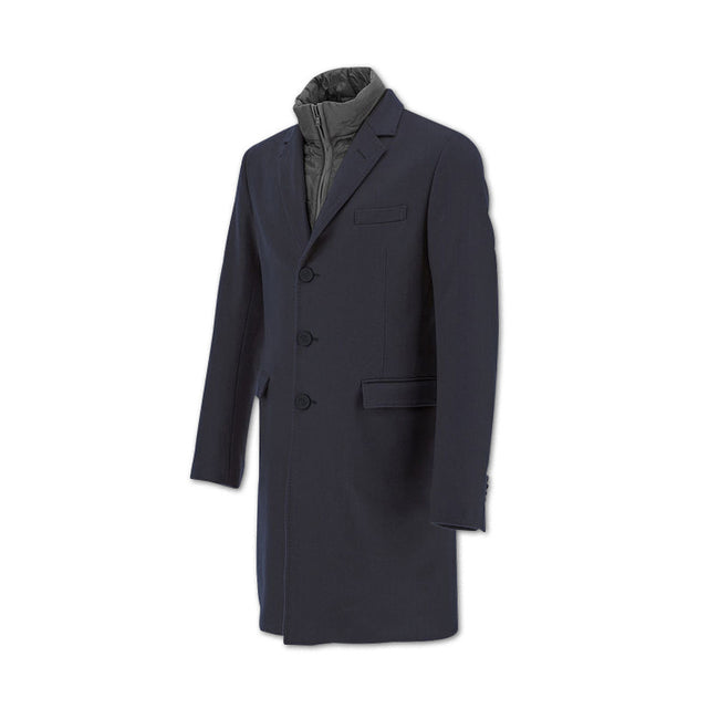 Dark Grey Cashmere Coat With Nylon Ulralight Bib