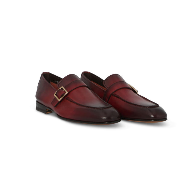 Loafers One Buckle Patinated Leather