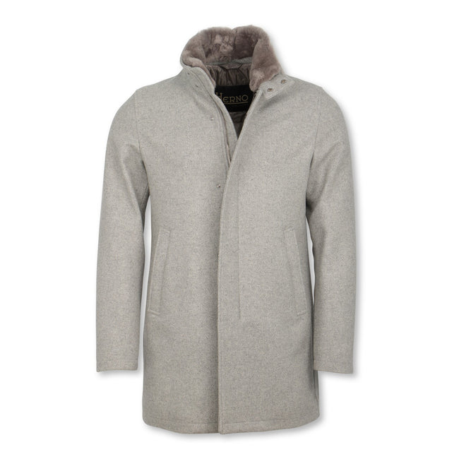 Car coat - Wool Removable Fur-Collar + Zipped 