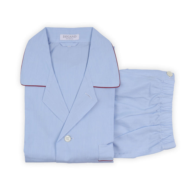 Pajamas - Plain With Piping Shirt Long Sleeves Buttoned + Pants Organic Cotton