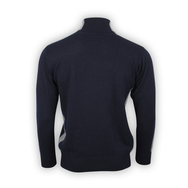 Pullover Bicolour Cashmere 1 Ply Turtle Neck With Lateral Stripes