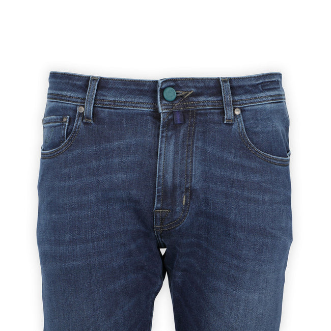 Jeans - BARD Cotton & Lyocell Stretch Turquoise Suede Patch