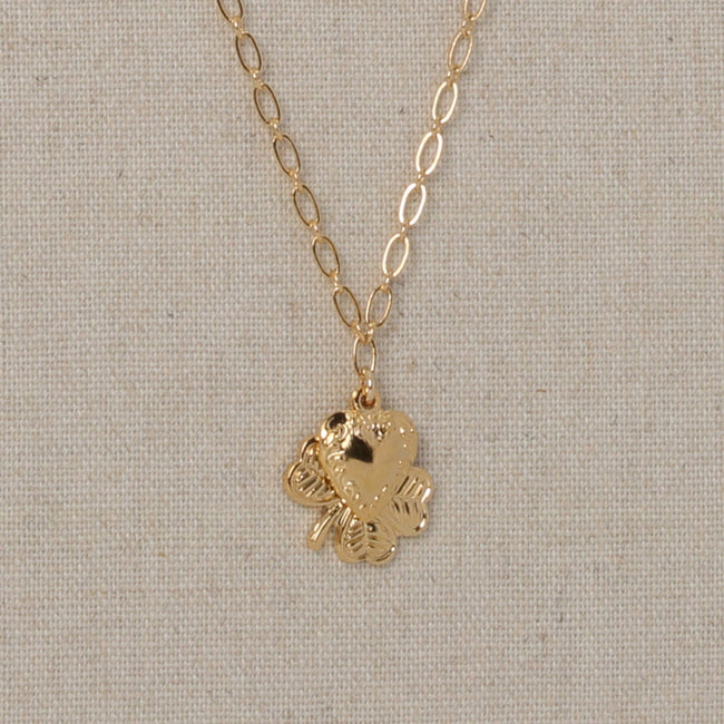 Necklace - LOVE & LUCK Clover 24K Gold Finished -10006782