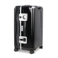 Suitcase - TRUNK ON WHEELS M Light Polycarbonate Licorice Black With Black Leather Handles 