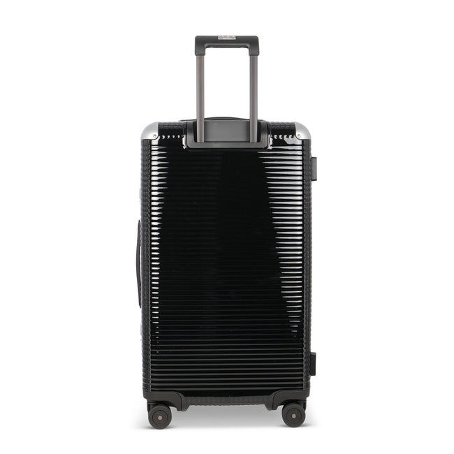 Suitcase - TRUNK ON WHEELS M Light Polycarbonate Licorice Black With Black Leather Handles 