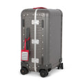 Suitcase - XS SPINNER 53 Aluminum Steel Grey With Red Leather Handles 