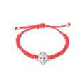 Bracelet - Ladybird 9 K Grey Gold & Diamonds On Colored Cord 