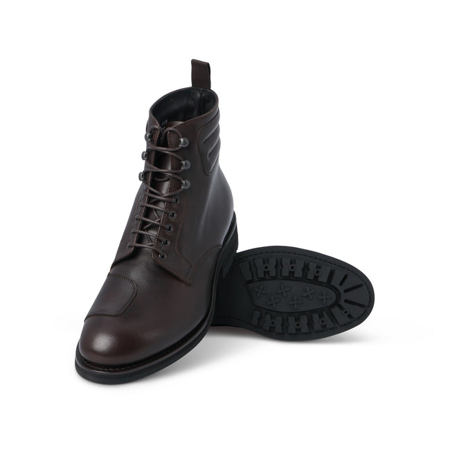 Boots - BIKER Leather & Commando Rubber Soles Lace-Ups