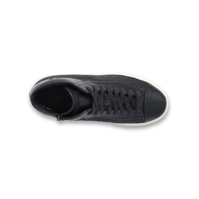 Sneakers - Leather,Wool-Effect Fabric & Rubber Soles Lace-Ups