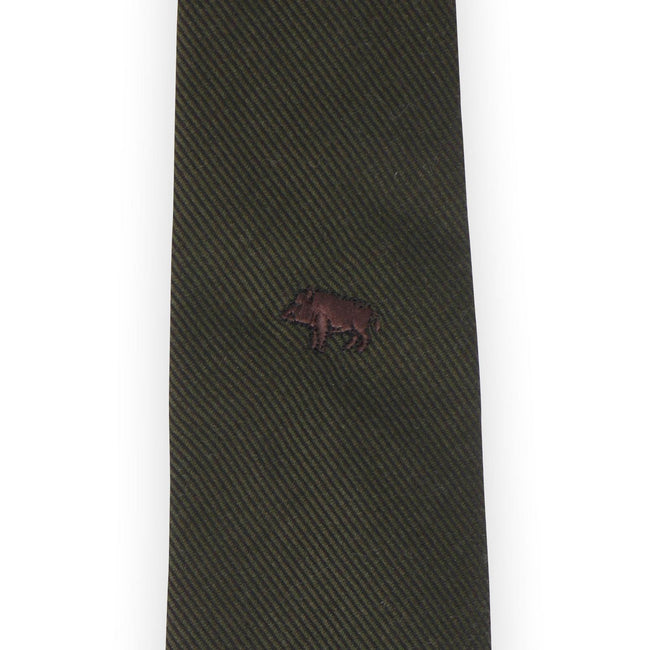 Tie - Wild Boar Embroidery Wool & Silk 
