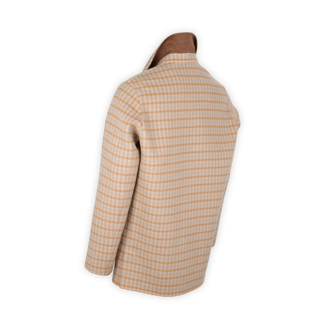 Jacket 3/4 - Checked Cashmere Double-Face Reversible Buttoned 