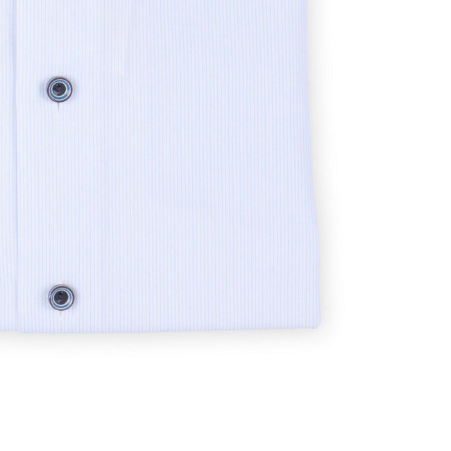 Shirt - Twill Striped Cotton Single Cuff Tricolor Buttons
