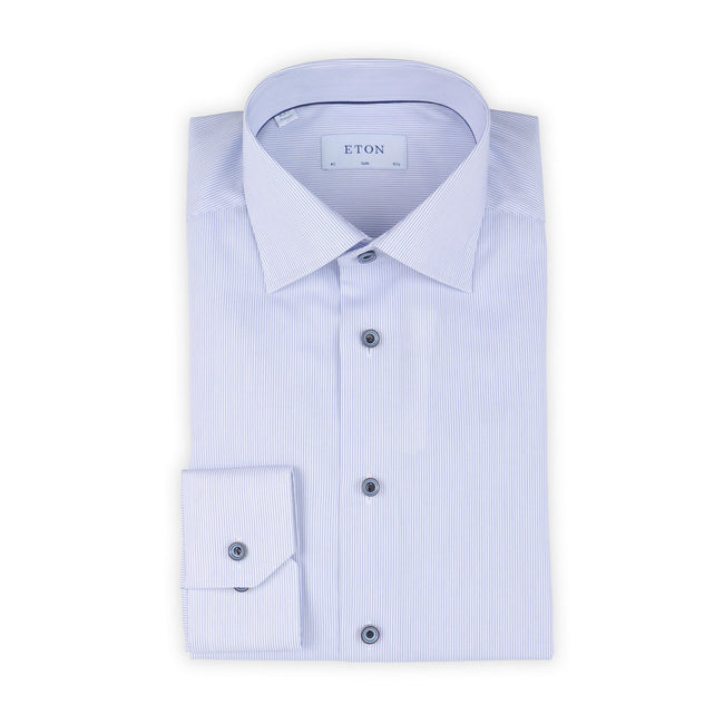 Shirt - Twill Striped Cotton Single Cuff Tricolor Buttons