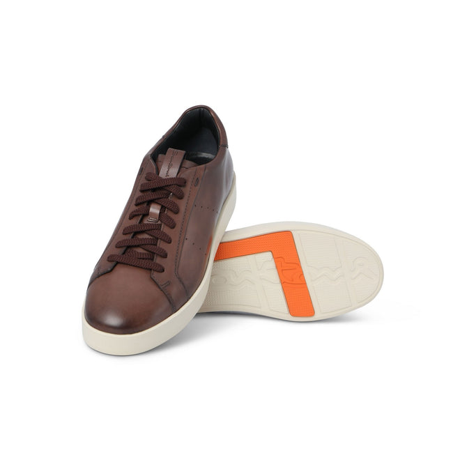 Sneakers - Smooth Leather & Rubber Soles Lace-Ups