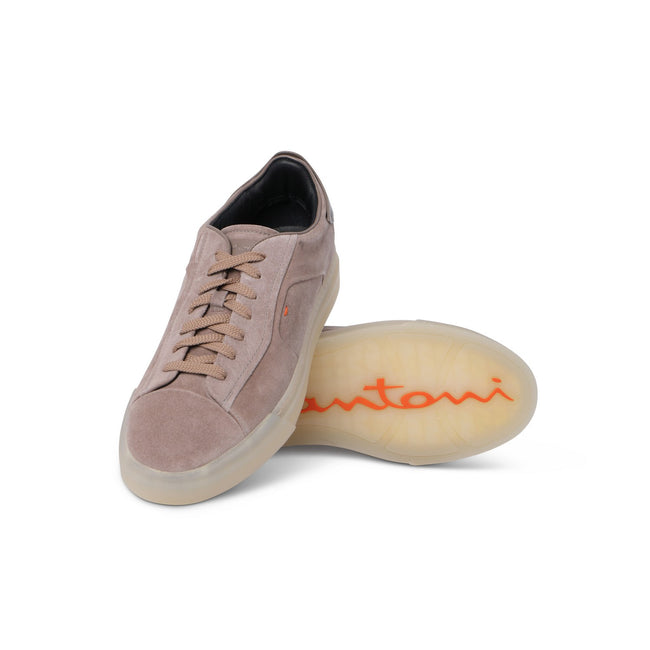 Sneakers - Suede & Transparent Rubber Soles Lace-Ups