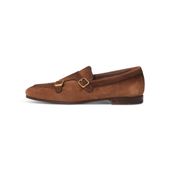 Loafers - Distressed Suede Monk Strap Double Buckle + Apron