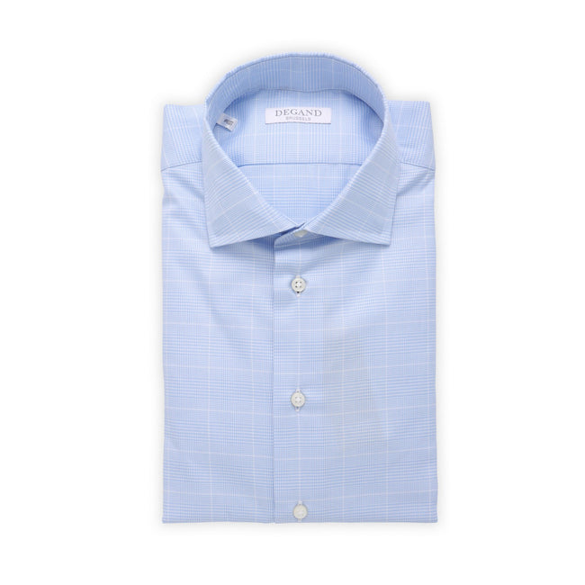 Shirt - Prince Of Wales Print Cotton Single Cuff 