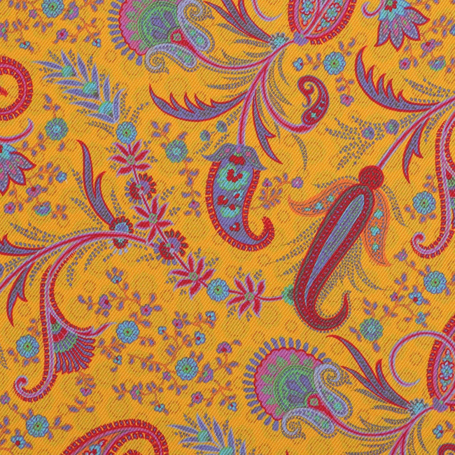 Pocket Square - Double-Face Flowers & Paisley Flower Printed Silk 
